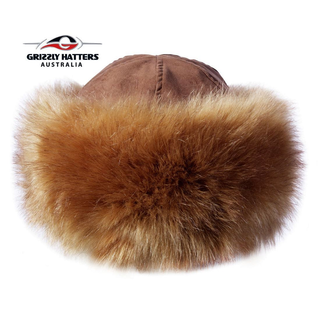 Faux Fur Hat Brown Ginger Fox Colour