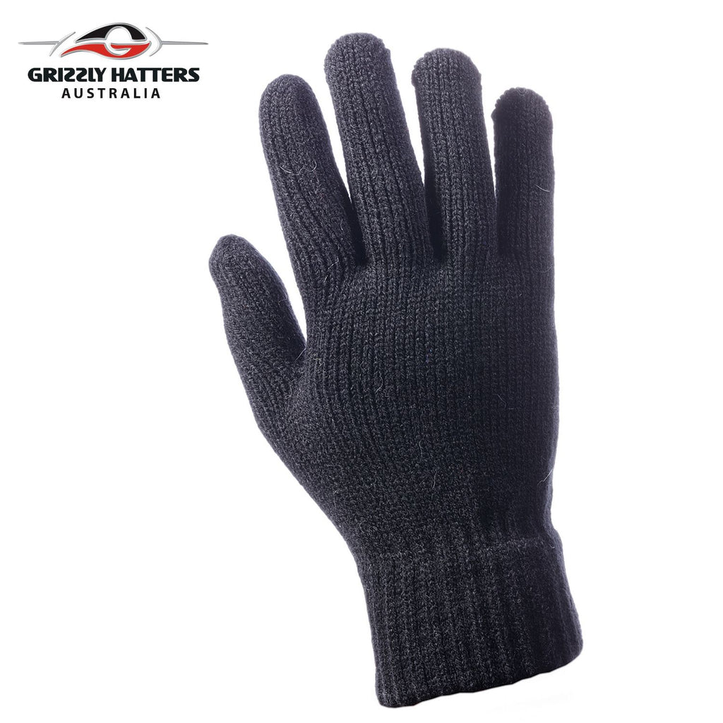 flufffy angora and sheeps wool gloves with extra lining layer by Grizzly Hatters black colour
