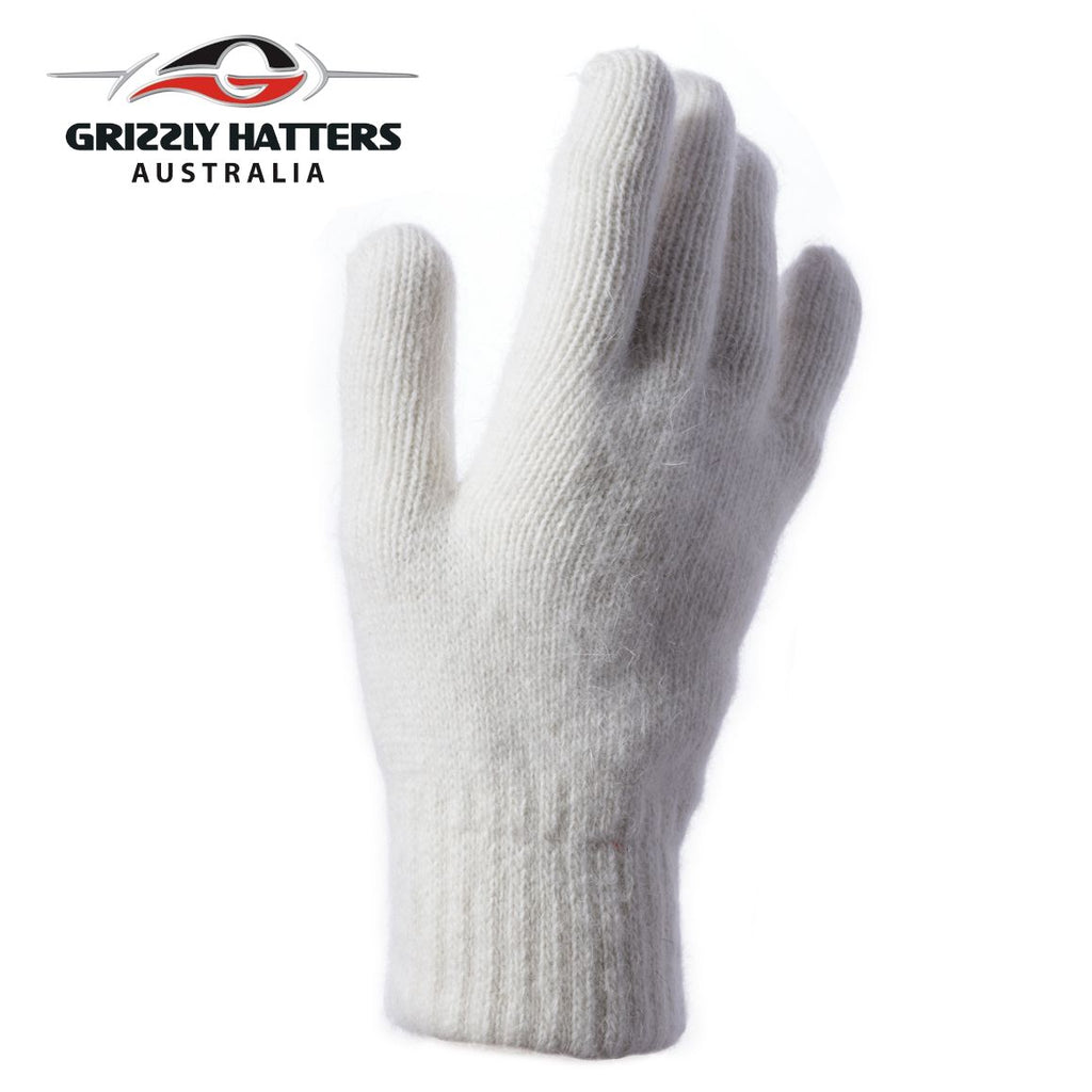 flufffy angora and sheeps wool gloves with extra lining layer by Grizzly Hatters white colour