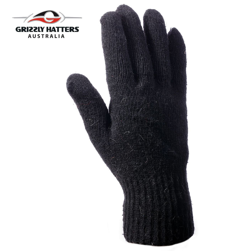 Mens angora wool gloves with extra lining one size fits most black colour  