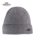 Merino and Angora wool blend beanie with fleece lining grey