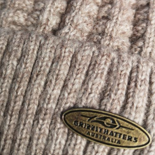 Australian Merino Wool blend Beanie with fleece lining light oatmeal colour snug fit