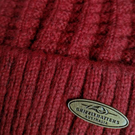 Australian Merino Wool blend Beanie with fleece lining red black colour snug fit