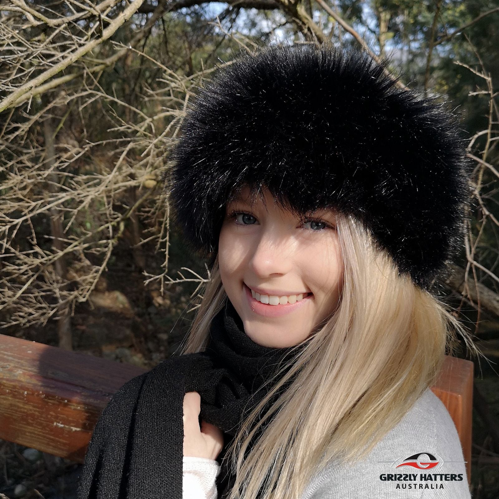 Faux Fur Hat Black Fox Colour