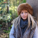 Faux Fur Hat Brown Ginger Fox Colour