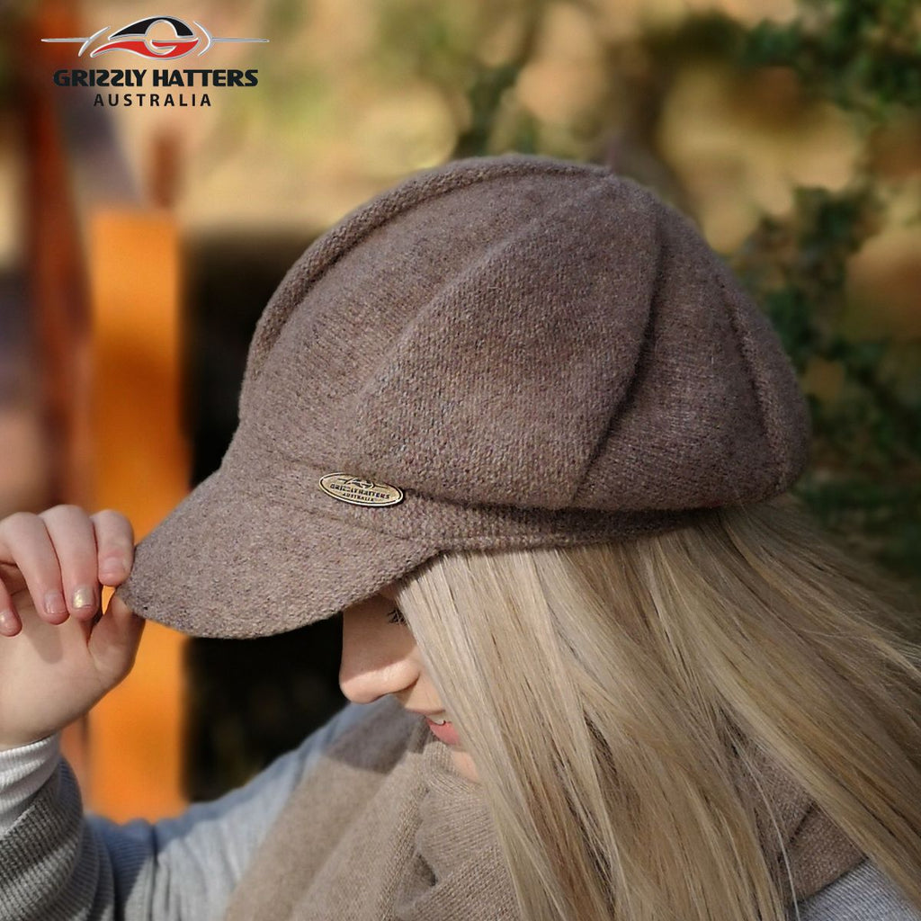 Wool beret with peak wool cap adjustable size Australian wool 8 panel cap pink fawn grey maroon